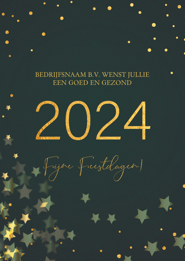 Zakelijke kerstkaarten - Een goed en gezond 2024 - Golden - Zakelijke kerstkaart