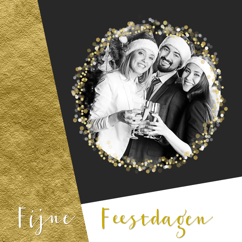 Grafische kerstkaart aanpasbare achtergrondkleur met goud - Zakelijke kerstkaarten Zakelijke kerstkaarten - Grafische kerstkaart aanpasbare achtergrondkleur met goud