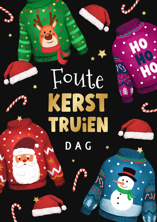 Grappige uitnodiging foute kerst kersttruien dag bedrijf - Zakelijke kerstkaarten Zakelijke kerstkaarten - Grappige uitnodiging foute kerst kersttruien dag bedrijf