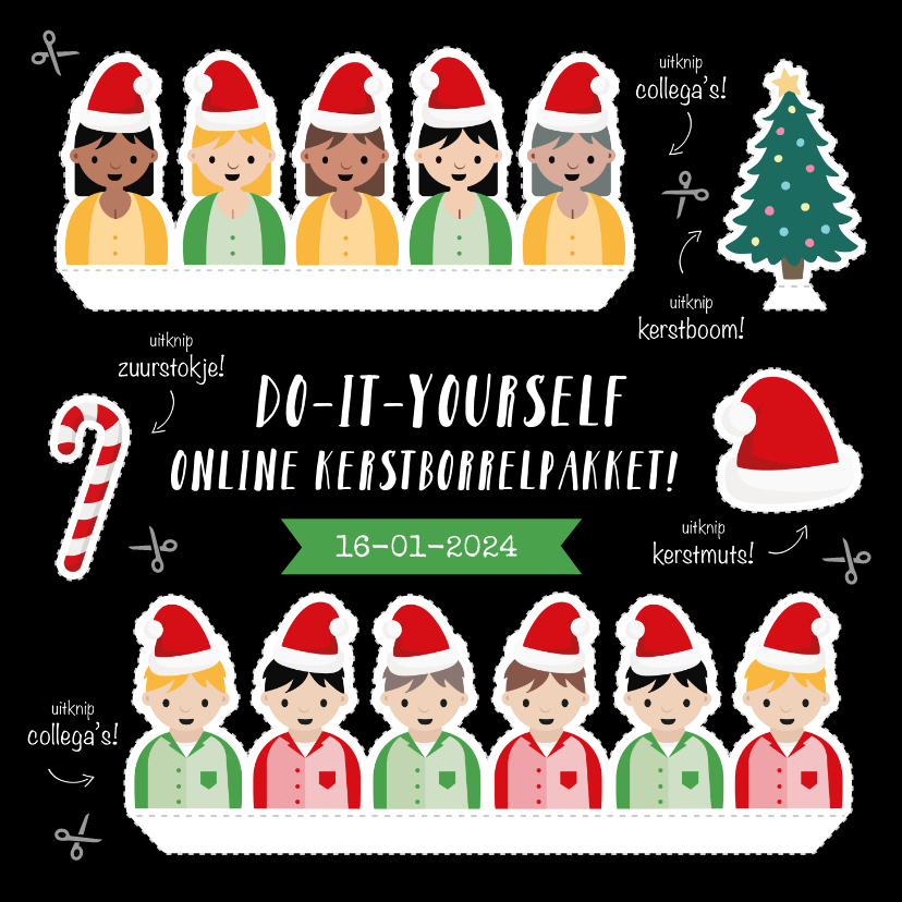 Grappige uitnodiging online kerstborrel do-it-yourself - Zakelijke kerstkaarten Zakelijke kerstkaarten - Grappige uitnodiging online kerstborrel do-it-yourself
