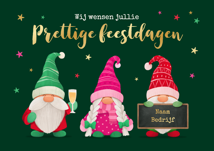 Grappige zakelijke kerstkaart gnomes kabouters feestdagen - Zakelijke kerstkaarten Zakelijke kerstkaarten - Grappige zakelijke kerstkaart gnomes kabouters feestdagen