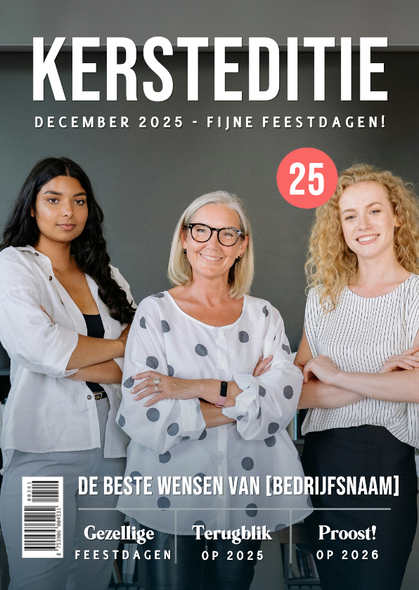 Grappige zakelijke kerstkaart in tijdschrift stijl - Zakelijke kerstkaarten Zakelijke kerstkaarten - Grappige zakelijke kerstkaart in tijdschrift stijl