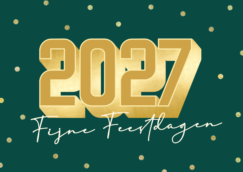 Groene glitter kerstkaart met grote 2027 zakelijk - Zakelijke kerstkaarten Zakelijke kerstkaarten - Groene glitter kerstkaart met grote 2027 zakelijk