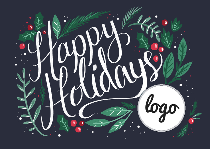 Zakelijke kerstkaarten - Happy Holidays met logo