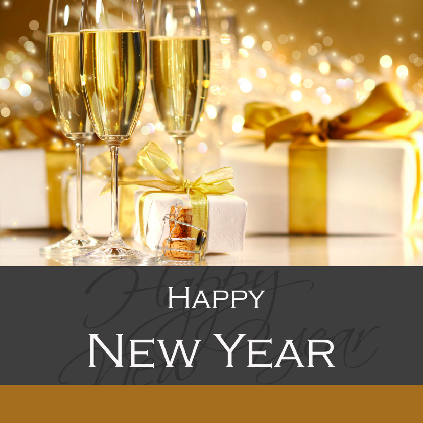 Happy New Year champagne - Zakelijke kerstkaarten Zakelijke kerstkaarten - Happy New Year champagne