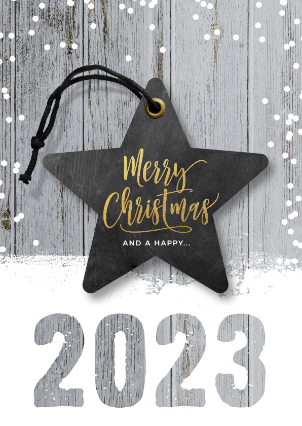 Hippe kerstkaart zakelijk ster hout - Zakelijke kerstkaarten Zakelijke kerstkaarten - Hippe kerstkaart zakelijk ster hout