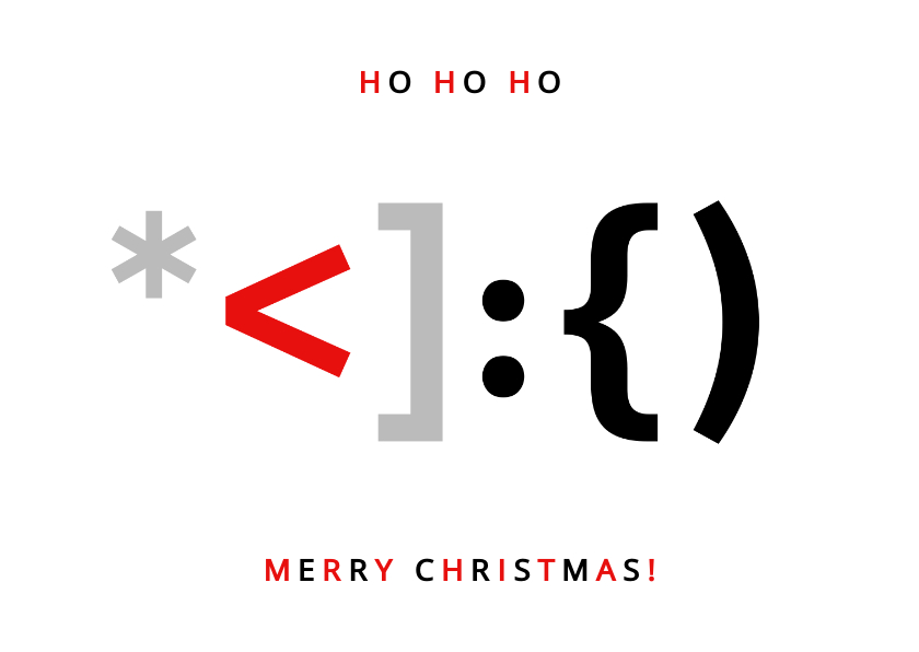 Hippe zakelijke kerstkaart ICT met kerstman in tekens - Zakelijke kerstkaarten Zakelijke kerstkaarten - Hippe zakelijke kerstkaart ICT met kerstman in tekens