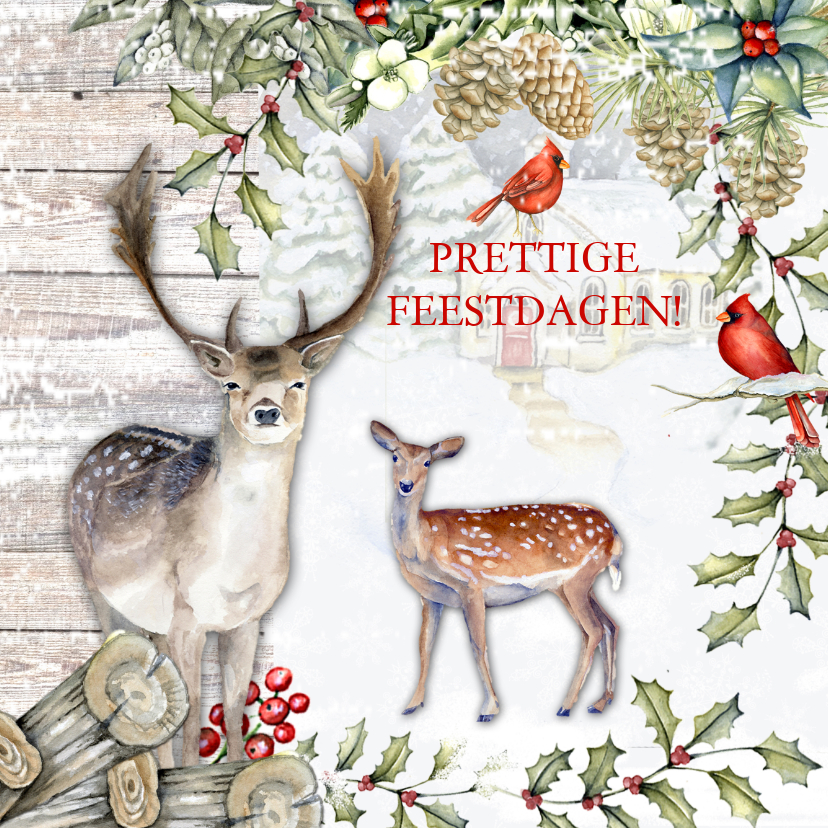 Kerst herten sneeuw - Zakelijke kerstkaarten Zakelijke kerstkaarten - Kerst herten sneeuw