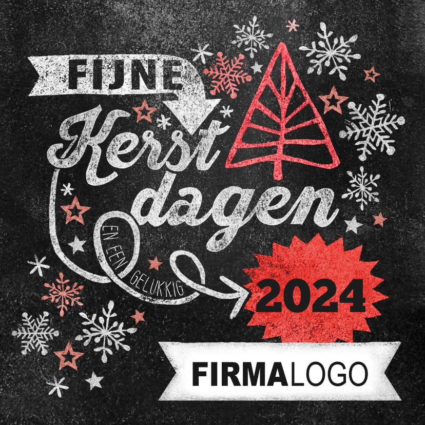 Kerst stempel kerstboom rood - Zakelijke kerstkaarten Zakelijke kerstkaarten - Kerst stempel kerstboom rood