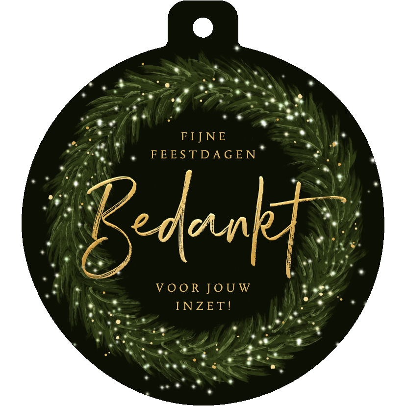 Zakelijke kerstkaarten - Kerstbal kerstkaart zakelijk krans lichtjes goud bedankt