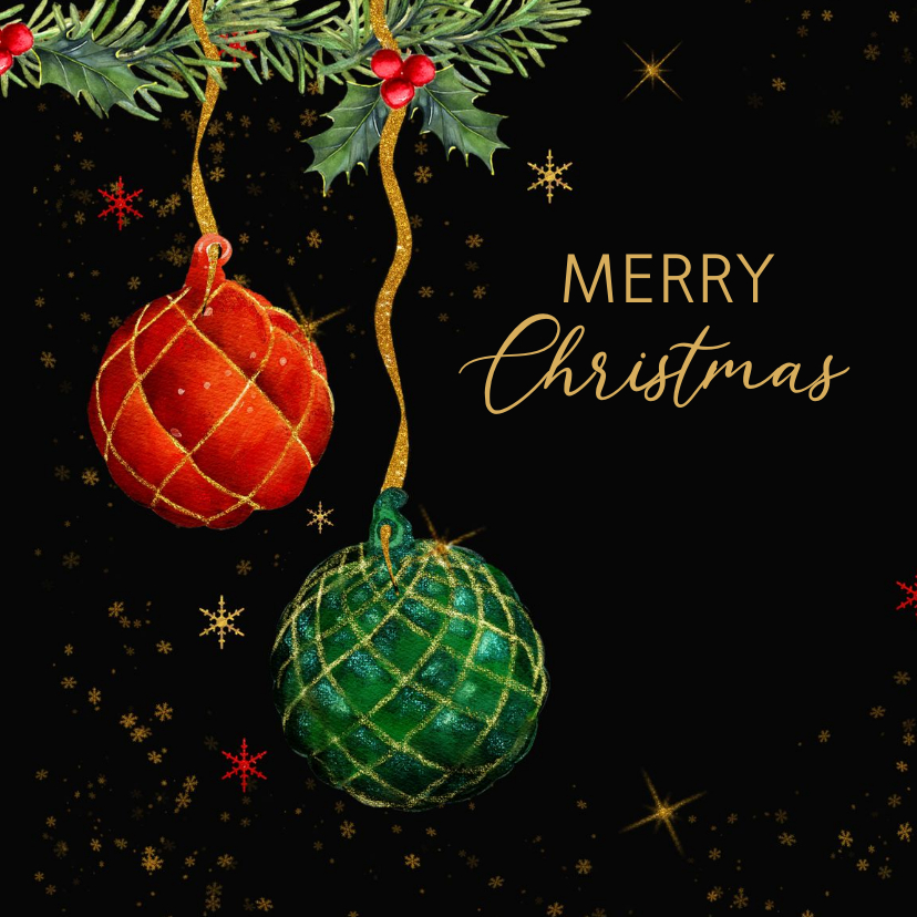 Kerstballen botanische dennetakjes - Zakelijke kerstkaarten Zakelijke kerstkaarten - Kerstballen botanische dennetakjes