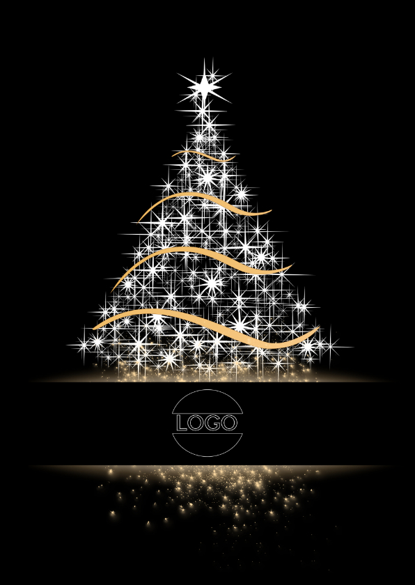 Kerstboom zwart met kader - Zakelijke kerstkaarten Zakelijke kerstkaarten - Kerstboom zwart met kader