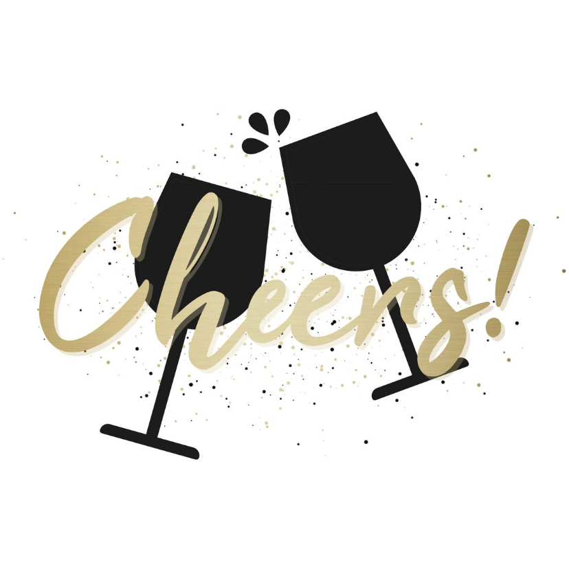 Kerstborrel proostende glazen met gouden cheers - Zakelijke kerstkaarten Zakelijke kerstkaarten - Kerstborrel proostende glazen met gouden cheers