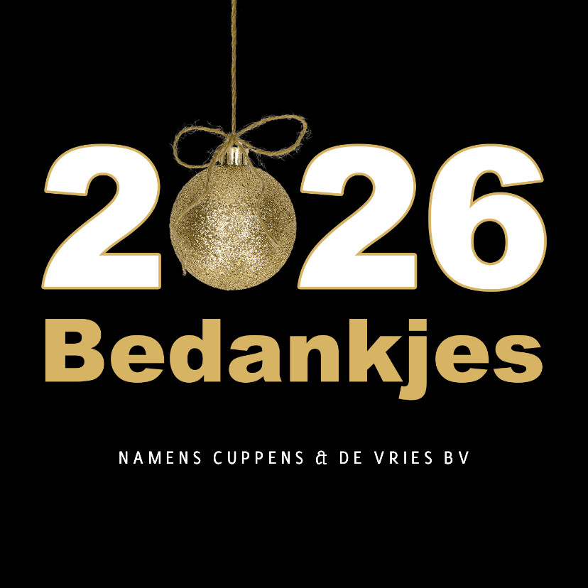 Zakelijke kerstkaarten - Kerstkaart 2026 bedankjes goud