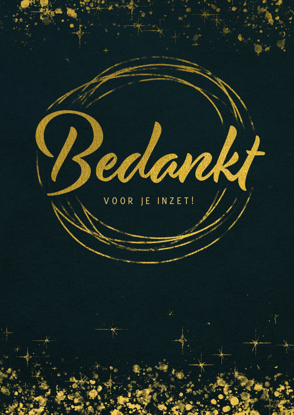 Zakelijke kerstkaarten - Kerstkaart Bedankt medewerkers met goudspetters