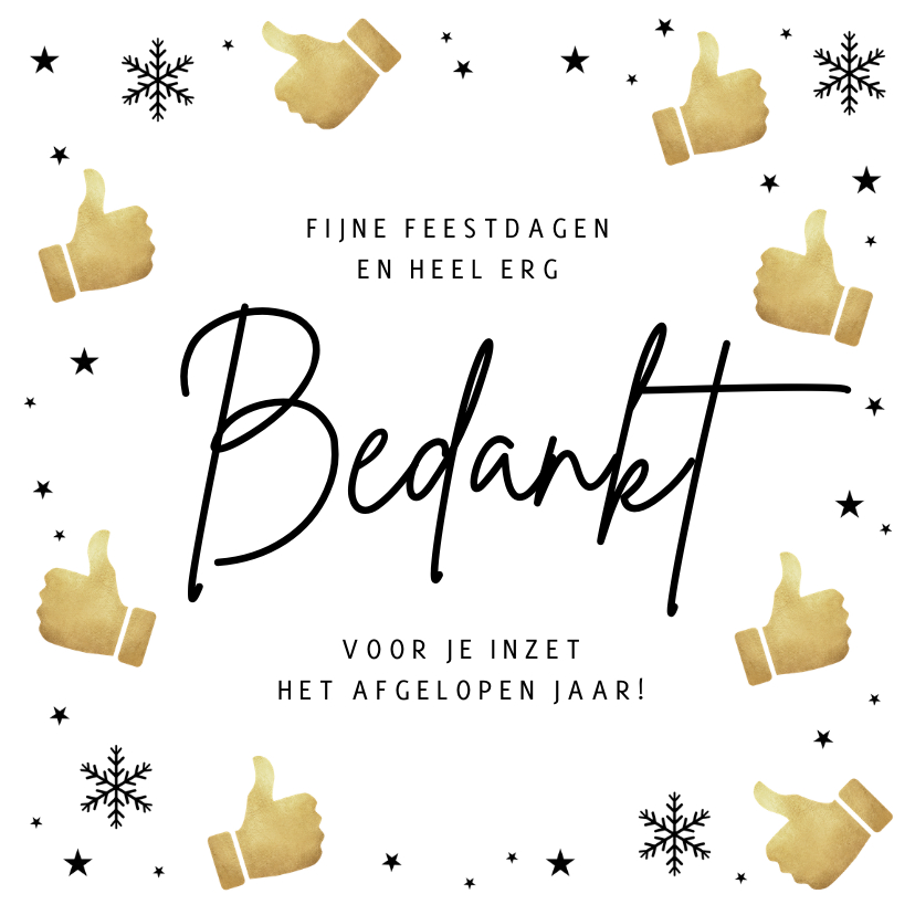 Kerstkaart bedankt medewerkers sneeuw duimpje omhoog - Zakelijke kerstkaarten Zakelijke kerstkaarten - Kerstkaart bedankt medewerkers sneeuw duimpje omhoog
