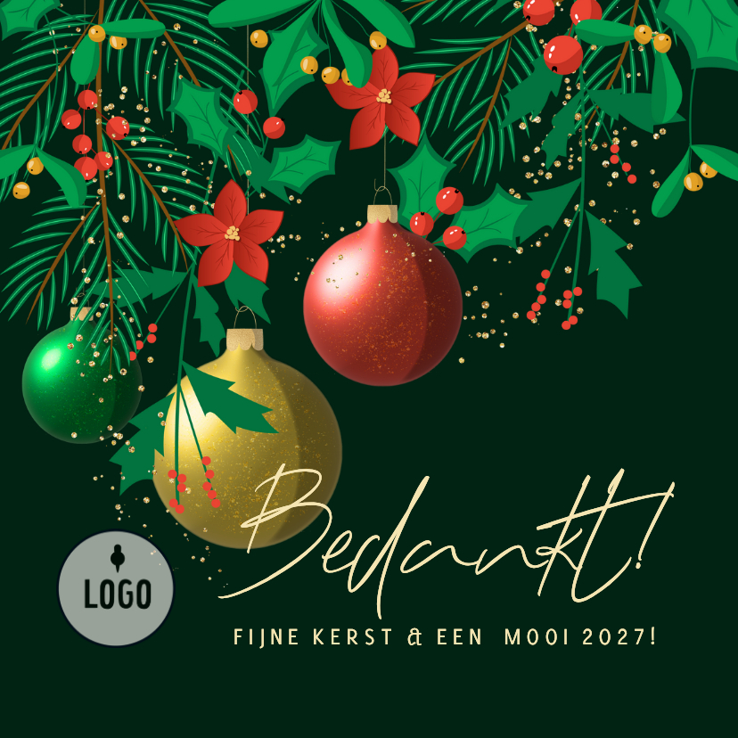 Kerstkaart bedankt stijlvol feestelijk uitsnede kerstkrans - Zakelijke kerstkaarten Zakelijke kerstkaarten - Kerstkaart bedankt stijlvol feestelijk uitsnede kerstkrans