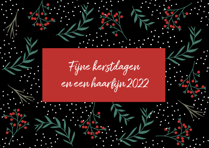 Kerstkaart botanisch met rood vlak - Zakelijke kerstkaarten Zakelijke kerstkaarten - Kerstkaart botanisch met rood vlak