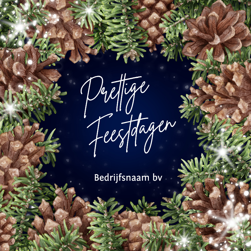 Kerstkaart dennenappels kersttakken sterren zakelijk - Zakelijke kerstkaarten Zakelijke kerstkaarten - Kerstkaart dennenappels kersttakken sterren zakelijk