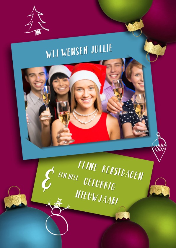 Kerstkaart eigen foto kerstbal 1 - Zakelijke kerstkaarten Zakelijke kerstkaarten - Kerstkaart eigen foto kerstbal 1