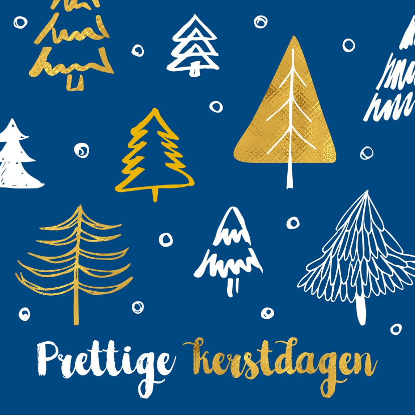 Kerstkaart kerstbomen blauw en goud - Zakelijke kerstkaarten Zakelijke kerstkaarten - Kerstkaart kerstbomen blauw en goud