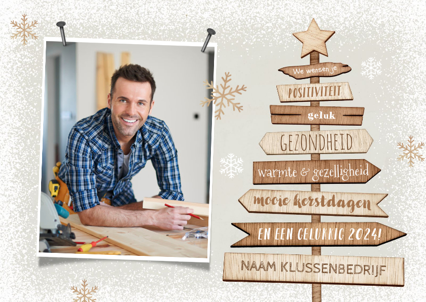 Kerstkaart kerstboom hout zakelijk foto sneeuw - Zakelijke kerstkaarten Zakelijke kerstkaarten - Kerstkaart kerstboom hout zakelijk foto sneeuw