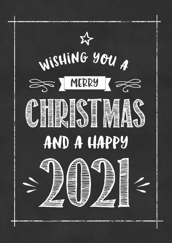 Kerstkaart Krijtbord happy 2020 - Zakelijke kerstkaarten Zakelijke kerstkaarten - Kerstkaart Krijtbord happy 2020