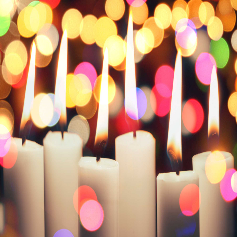 Kerstkaart met brandende kaarsen kleurrijke achtergrond - Zakelijke kerstkaarten Zakelijke kerstkaarten - Kerstkaart met brandende kaarsen kleurrijke achtergrond