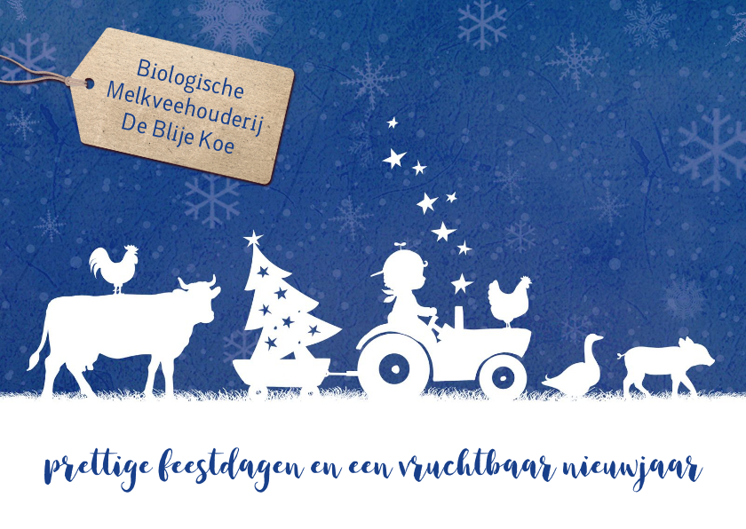 Kerstkaart met trekker voor een boerenbedrijf - Zakelijke kerstkaarten Zakelijke kerstkaarten - Kerstkaart met trekker voor een boerenbedrijf