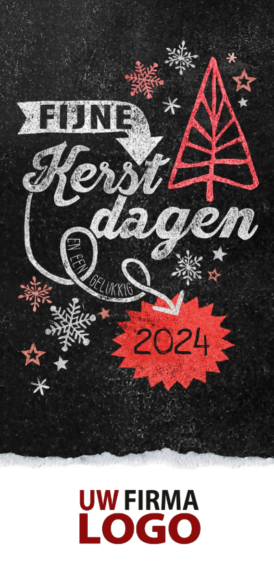 Zakelijke kerstkaarten - Kerstkaart stempel rood kerstboom scheur