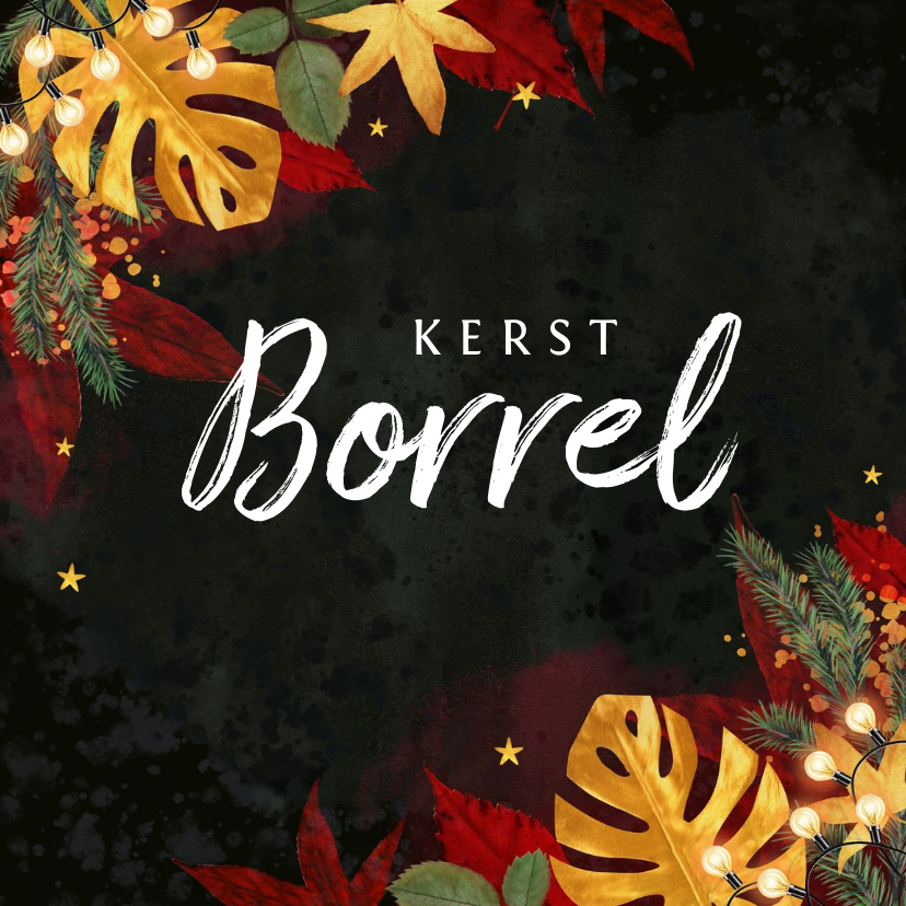 Kerstkaart stijlvol red velvet botanisch goud borrel - Zakelijke kerstkaarten Zakelijke kerstkaarten - Kerstkaart stijlvol red velvet botanisch goud borrel