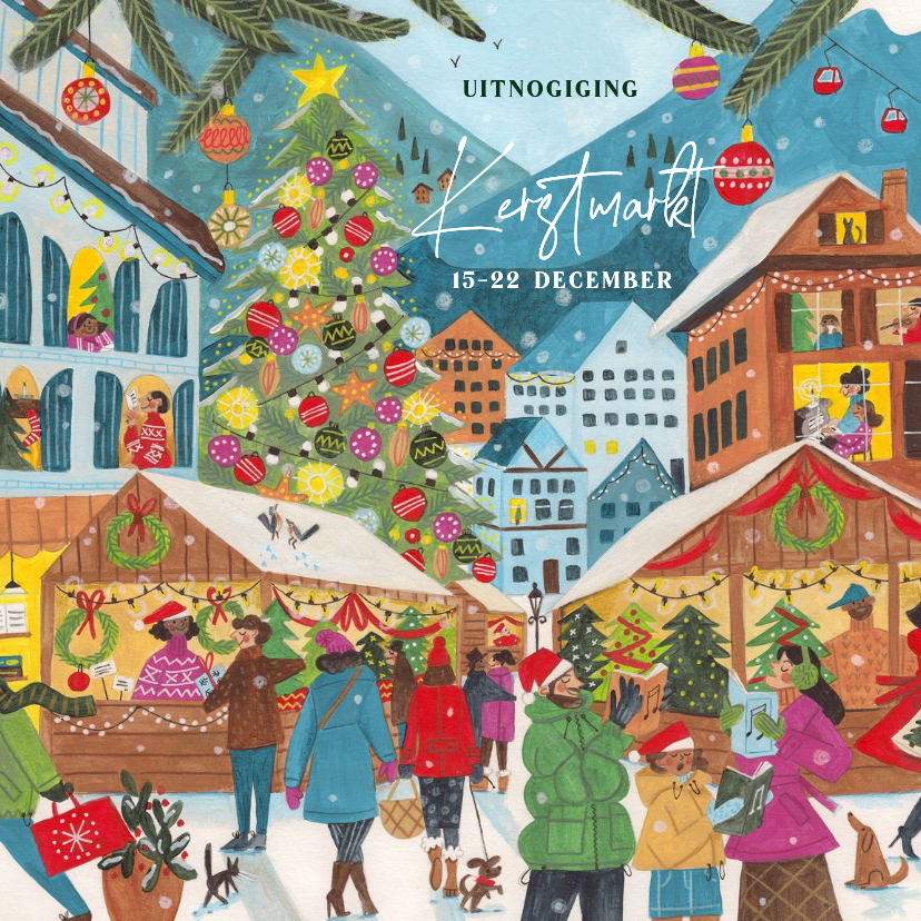 Kerstkaart uitnodiging kerstmarkt - Zakelijke kerstkaarten Zakelijke kerstkaarten - Kerstkaart uitnodiging kerstmarkt