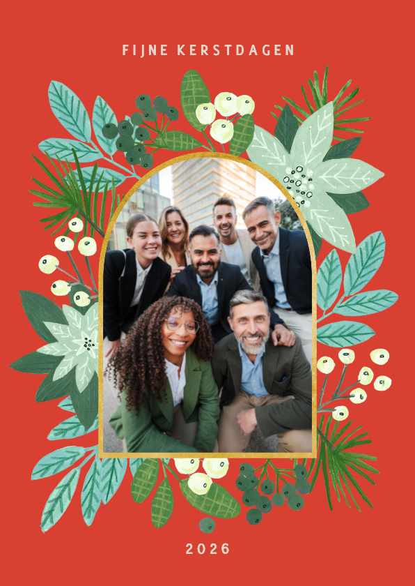 Kerstkaart vrolijke kerstroos poinsettia - Zakelijke kerstkaarten Zakelijke kerstkaarten - Kerstkaart vrolijke kerstroos poinsettia