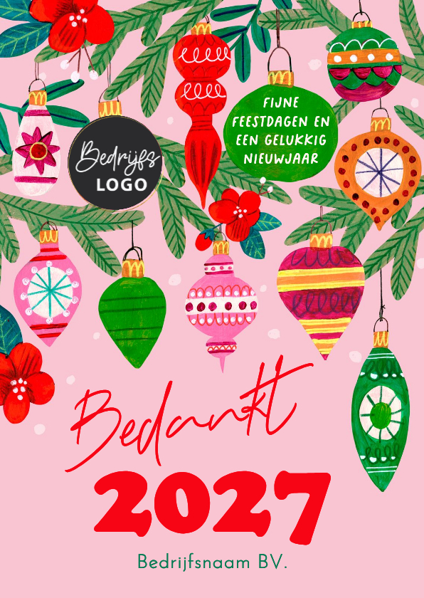 Kerstkaart vrolijke retro illustratie kerstballen - Zakelijke kerstkaarten Zakelijke kerstkaarten - Kerstkaart vrolijke retro illustratie kerstballen