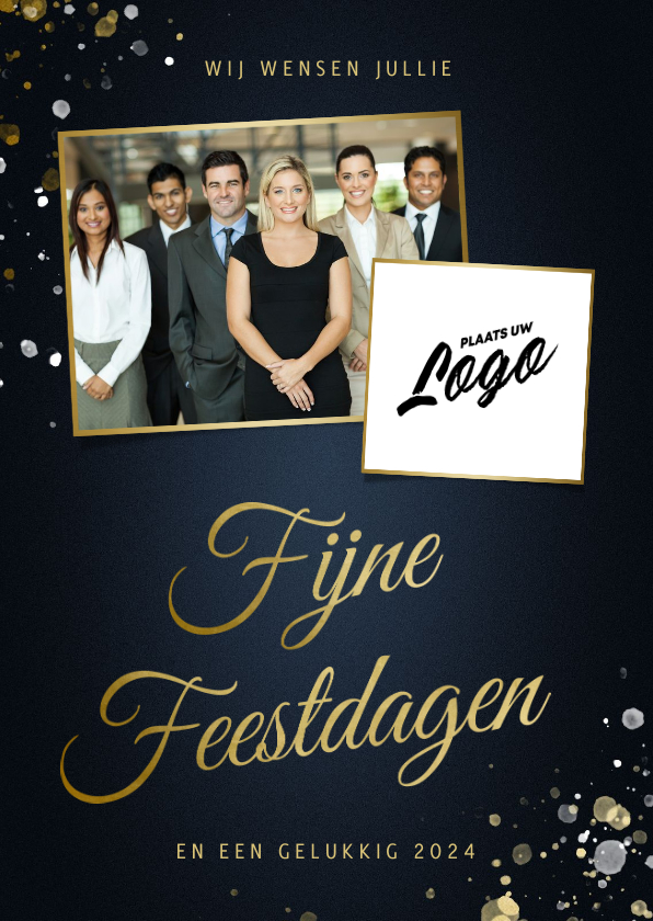 Kerstkaart zakelijk met fotos klassiek Fijne Feestdagen - Zakelijke kerstkaarten Zakelijke kerstkaarten - Kerstkaart zakelijk met fotos klassiek Fijne Feestdagen