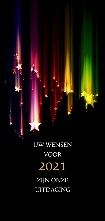 Kerstkaart zakelijk met kleurige vallende sterren - Zakelijke kerstkaarten Zakelijke kerstkaarten - Kerstkaart zakelijk met kleurige vallende sterren