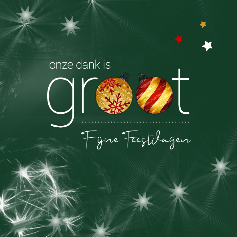 Kerstkaart zakelijk onze dank is groot - Zakelijke kerstkaarten Zakelijke kerstkaarten - Kerstkaart zakelijk onze dank is groot