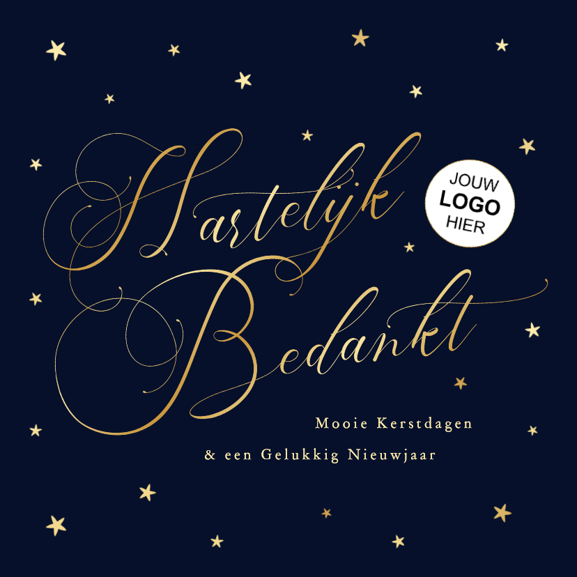 Klassieke zakelijk kerstkaart hartelijk bedankt blauw goud - Zakelijke kerstkaarten Zakelijke kerstkaarten - Klassieke zakelijk kerstkaart hartelijk bedankt blauw goud