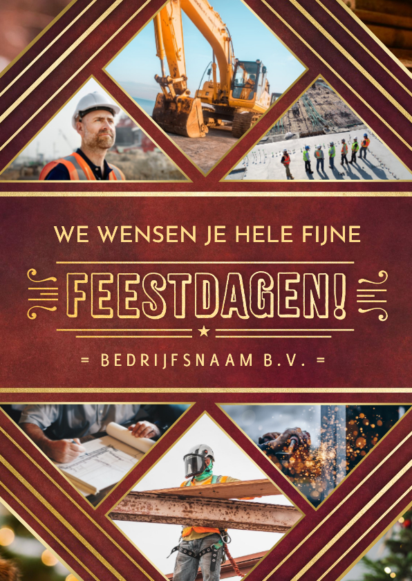 Klassieke zakelijke art-deco kerstkaart met eigen foto's - Zakelijke kerstkaarten Zakelijke kerstkaarten - Klassieke zakelijke art-deco kerstkaart met eigen foto's