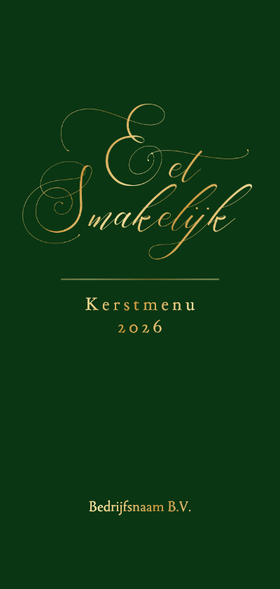 Klassieke zakelijke kerst menukaart groen met goudfolie - Zakelijke kerstkaarten Zakelijke kerstkaarten - Klassieke zakelijke kerst menukaart groen met goudfolie