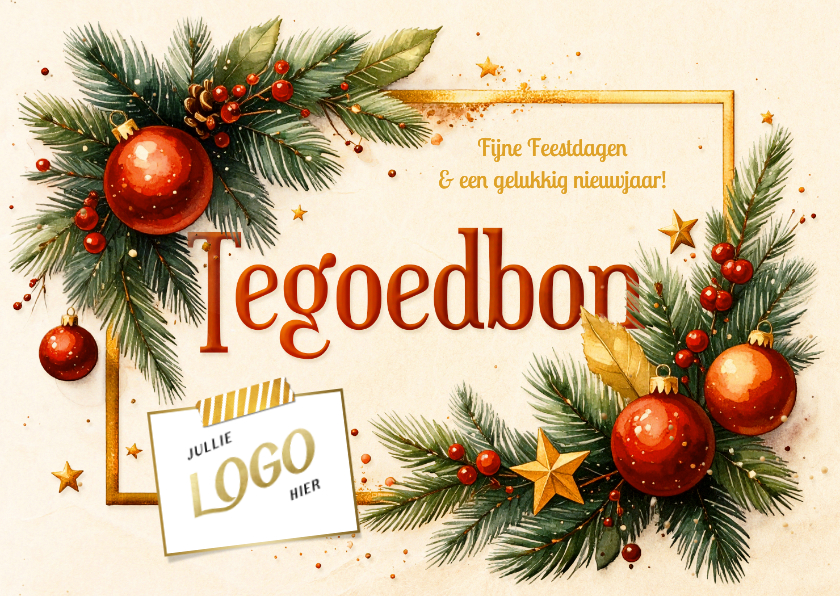 Klassieke zakelijke tegoedbon bedankt met kerstballen - Zakelijke kerstkaarten Zakelijke kerstkaarten - Klassieke zakelijke tegoedbon bedankt met kerstballen