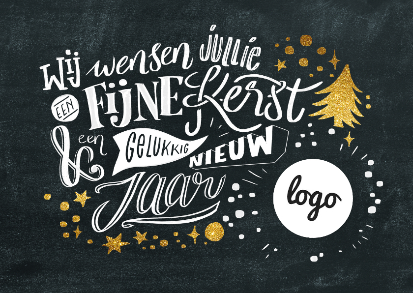 Zakelijke kerstkaarten - Krijtbord lettering kerstkaart