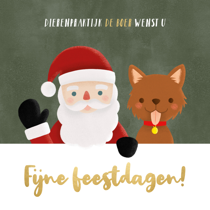 Leuke zakelijke kerstkaart dieren branch kerstman en hondje - Zakelijke kerstkaarten Zakelijke kerstkaarten - Leuke zakelijke kerstkaart dieren branch kerstman en hondje