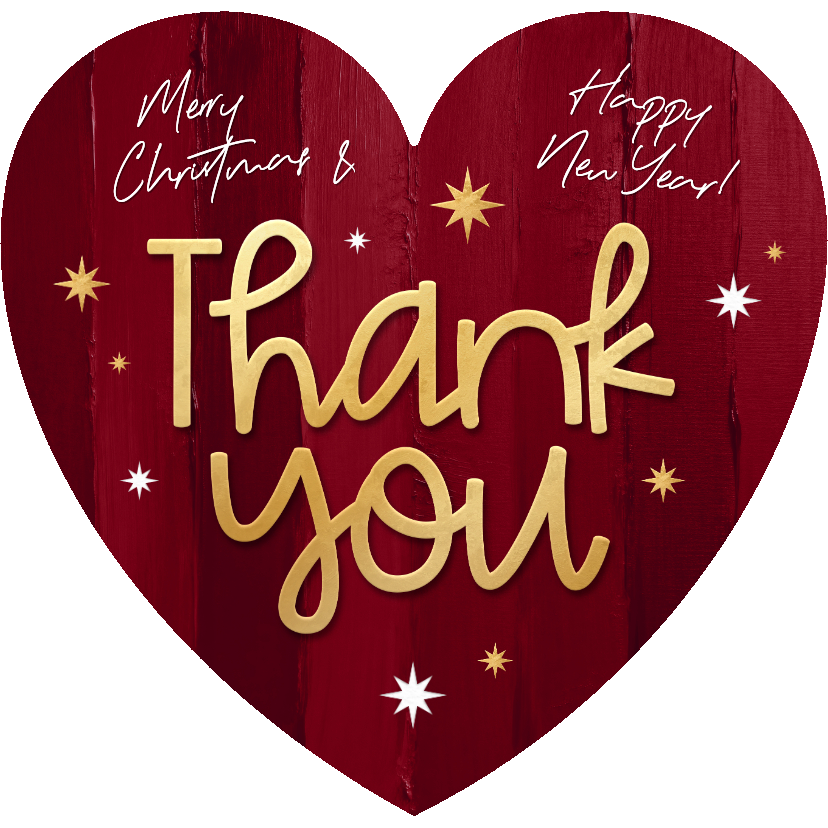 Liefdevolle zakelijke kerstkaart thank you sterren hartvorm - Zakelijke kerstkaarten Zakelijke kerstkaarten - Liefdevolle zakelijke kerstkaart thank you sterren hartvorm