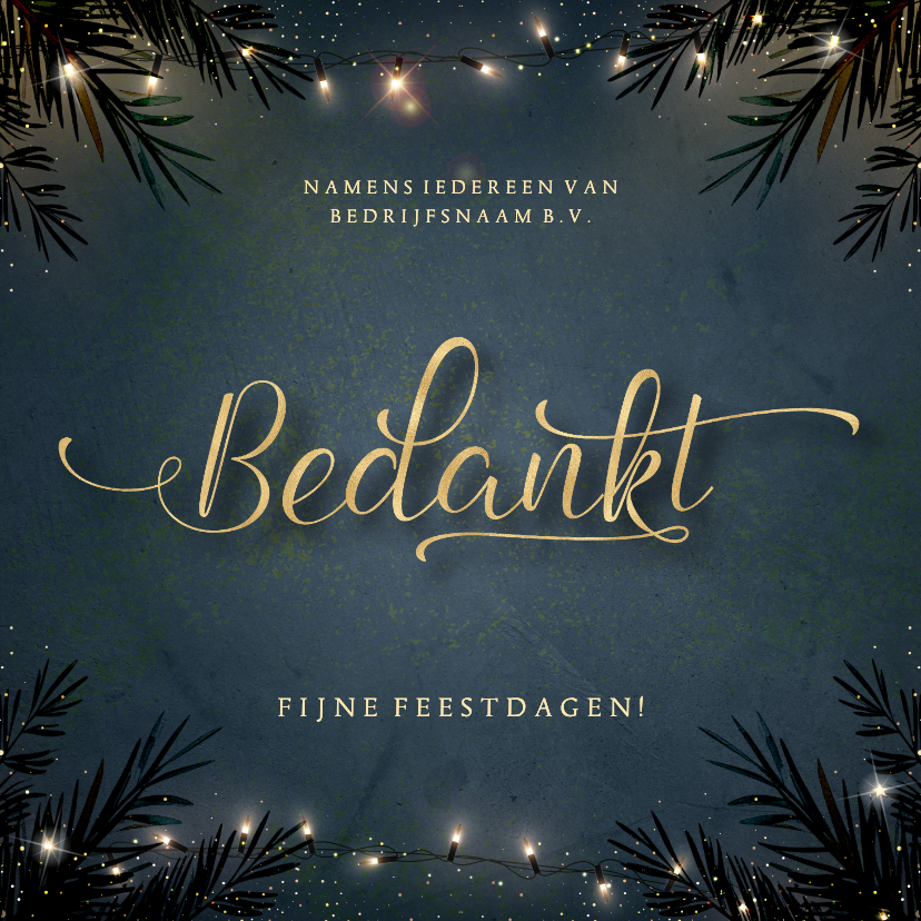 Zakelijke kerstkaarten - Luxe zakelijk bedankkaart kerst met goudlook typografie 