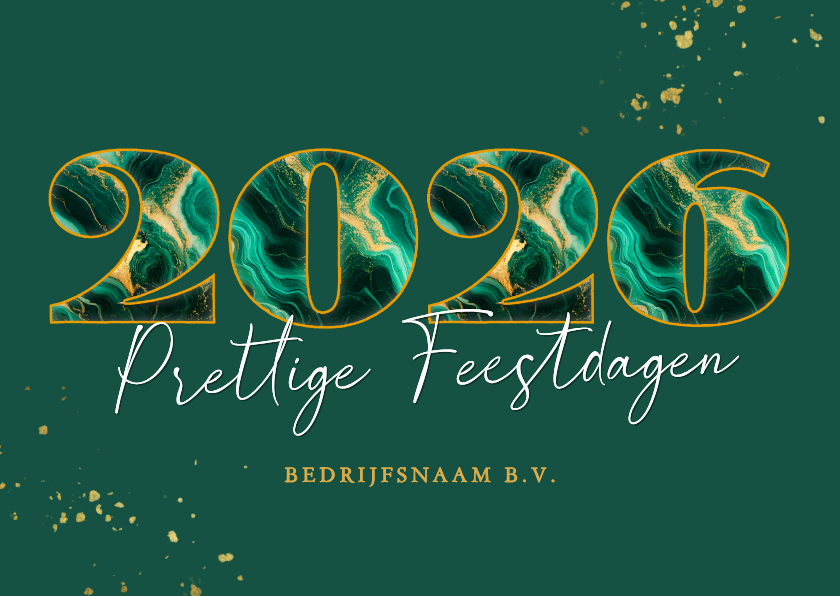 Luxe zakelijke kerstkaart met marmeren jaartal donker groen - Zakelijke kerstkaarten Zakelijke kerstkaarten - Luxe zakelijke kerstkaart met marmeren jaartal donker groen