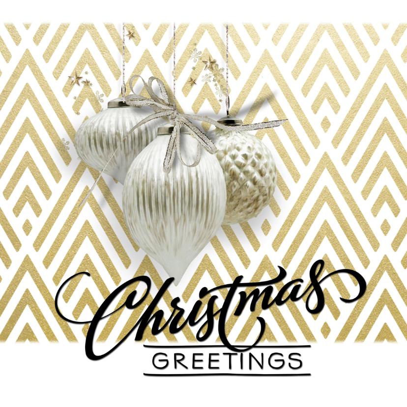 Modern Klassieke kerstkaart witte kerstbal gouden chevron - Zakelijke kerstkaarten Zakelijke kerstkaarten - Modern Klassieke kerstkaart witte kerstbal gouden chevron