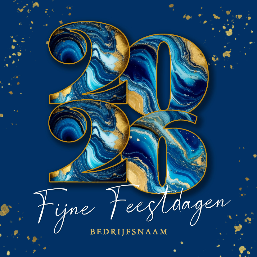 Moderne kerstkaart zakelijk met marmeren 2026 donker blauw - Zakelijke kerstkaarten Zakelijke kerstkaarten - Moderne kerstkaart zakelijk met marmeren 2026 donker blauw