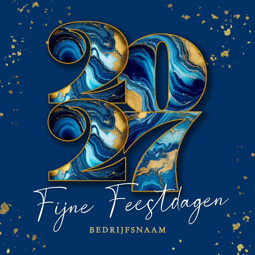 Zakelijke kerstkaarten - Moderne kerstkaart zakelijk met marmeren 2027 donker blauw