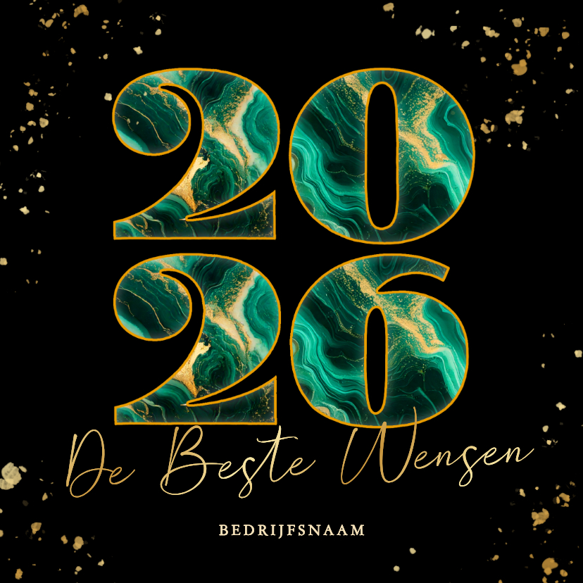 Zakelijke kerstkaarten - Moderne luxe kerstkaarten marmer jaartal zwart en groen
